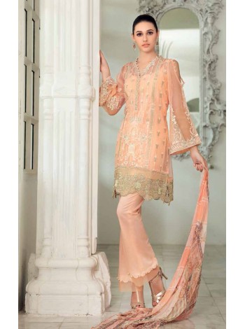 Unstitch,Branded, Women's/Girls Collections,Embroidered Organza Center Panel &  Digital Printed Blended Chiffon Dupatta and Dyed Inner, Bottom,Salwar Kameez