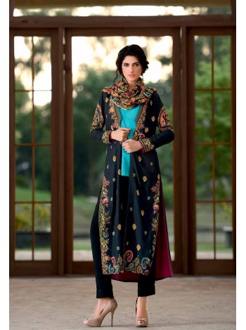 Unstitch,Branded, Women's/Girls Collections,Digital Viscose Collection Printed Shirt Printed Dupatta Dyed Salwar Kameez(3pcs)