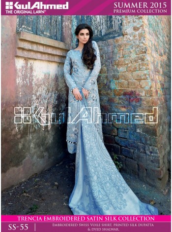 Unstitch,Branded, Women's/Girls Collections,Satin Silk Trencia Embroidered Swiss,Printed Dupatta and Dyed Salwar kameez(3pcs)