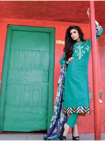 Unstitch, Branded, Women's/Girls Collections,Chiffon & Silk Embroidered Cotton Front,Chiffon Dupatta and Dyed Salwer Kameez(3pcs)