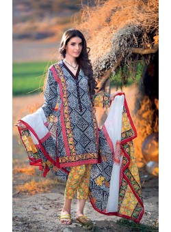 Unstitch, Women's/Girls Collections,Bandhani Cotton Printed Shirt, Sleeves, Dupatta and Salwar Kameez(3Pcs), Black Color.
