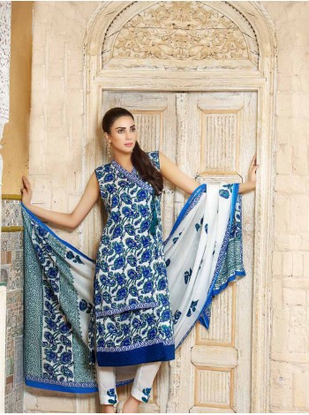 Unstitch, Branded, Women's/Girls Collections,Block Print Cotton Printed Shirt,Dupatta and Dyed Salwar Kameez(3pcs)