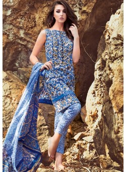 Unstitch,Branded, Women's/Girls Collections,Lawn Cotton Printed Shirt & Dupatta and Dyed Salwer Kameez(3pcs)