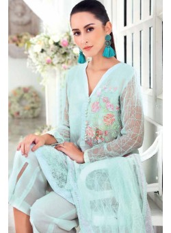 Unstitch,Branded, Women's/Girls Collections,Embroidered Blended Chiffon Dupatta, Front, Side Panel, Back, Sleeves with Sequins, Pearls Dyed Inner & Bottom(3pcs)