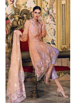 Unstitch,Branded, Women's/Girls Collections,Embroidered Net Dupatta with Seqins, Embroidered Blended Chiffon Front & Back, Embroidered Broder with Dyed Organza, Printed Inner and Bottom