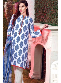 Unstitch,Branded, Women's/Girls Collections,Organic Silk Lawn Printed Shirt,Chiffon Dupatta and Dyed Salwar Kameez(3pcs)