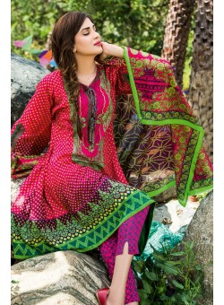 Unstitch, Women's/Girls Collections, Bandhani Cotton Printed Shirt,Dupatta and Dyed Salwar Kameez(3Pcs), Pink Color. 