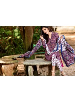 Unstitch,Branded, Women's/Girls Collections,Lawn Cotton Printed Shirt & Dupatta and Dyed Salwer Kameez(3pcs)